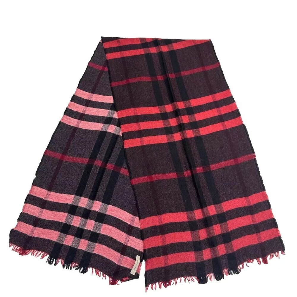 Burberry Lightweight Nova Check Scarf Red/Black Scarf for Women Made In England